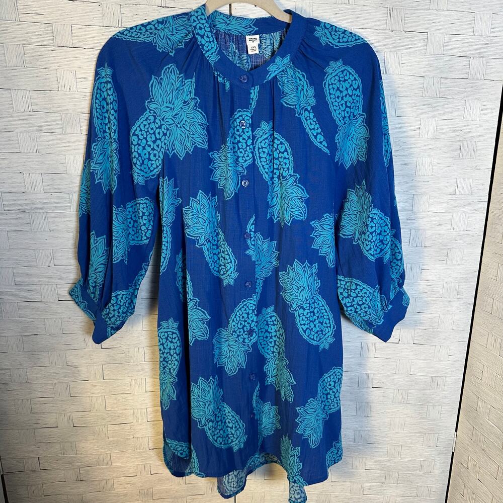 Tabitha Brown women’s shirt dress tropical‎ bohemian hippie cover up pockets ￼
